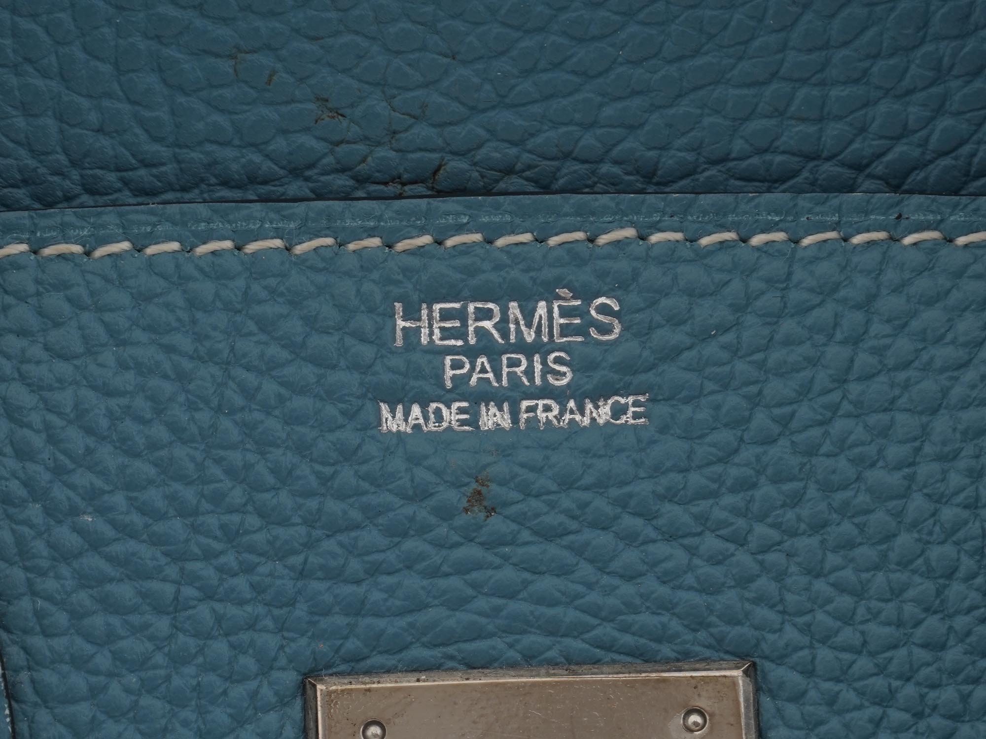 HERMES BIRKIN BLUE JEAN LEATHER HAND BAG PIC-10